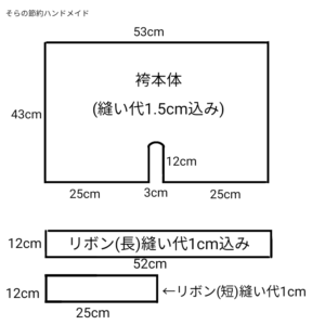 袴の型紙の図